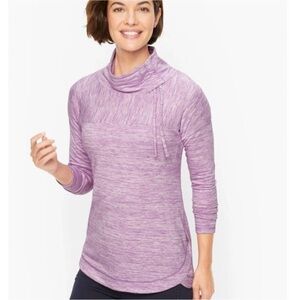 NWT T By Talbots "Heather Violet" Mock Neck Pullover Soft Lightweight Sweater